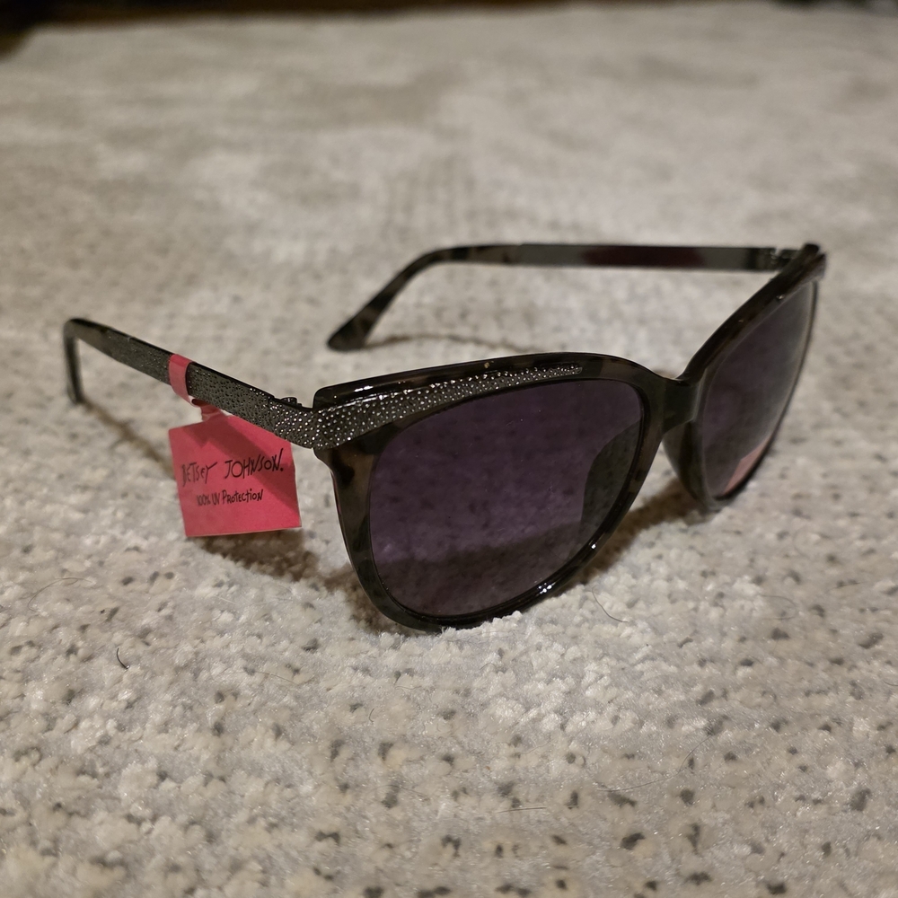 Betsey Johnson Black Sunglasses with Rhinestone Detail
